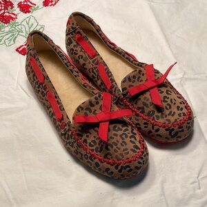 UGG Leopard Moccasins with Red Accents